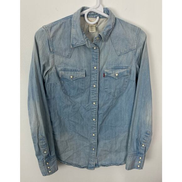 Chemise En Jean Western The Limited – Femme Taille M – Perles Snap – Vintage 80s